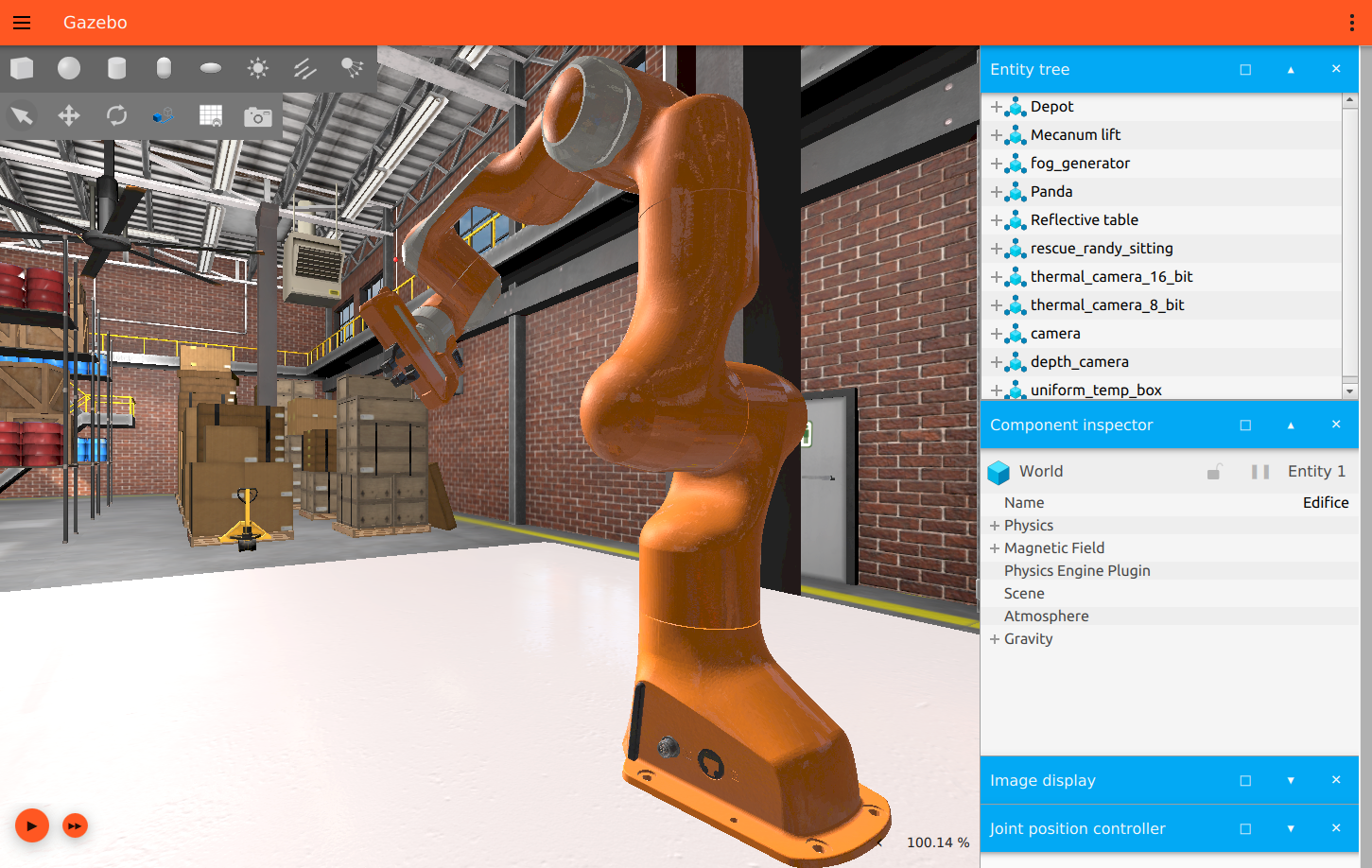 Robot manipulation in a complex factory setting.