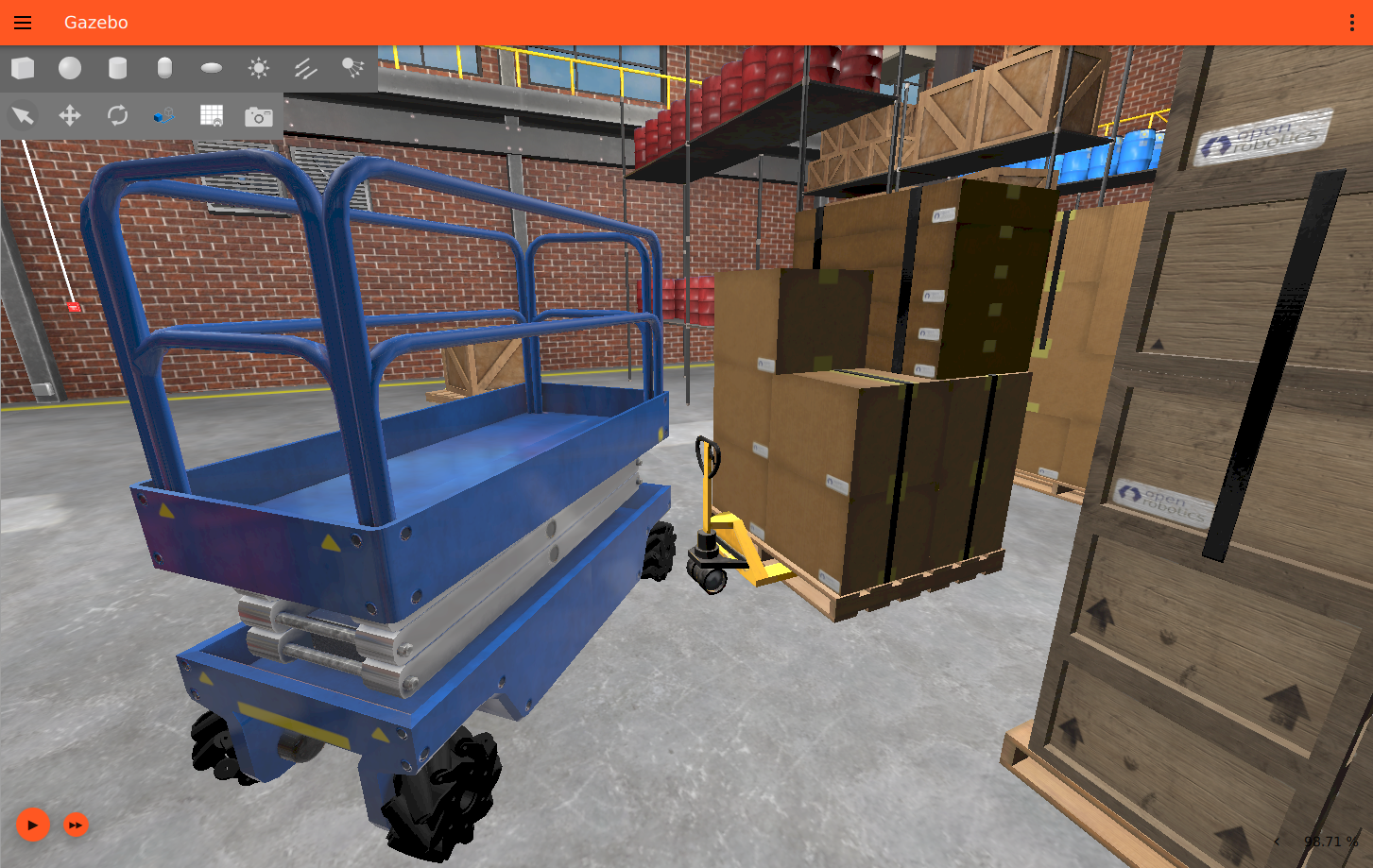 Robot locomotion in a complex factory setting.