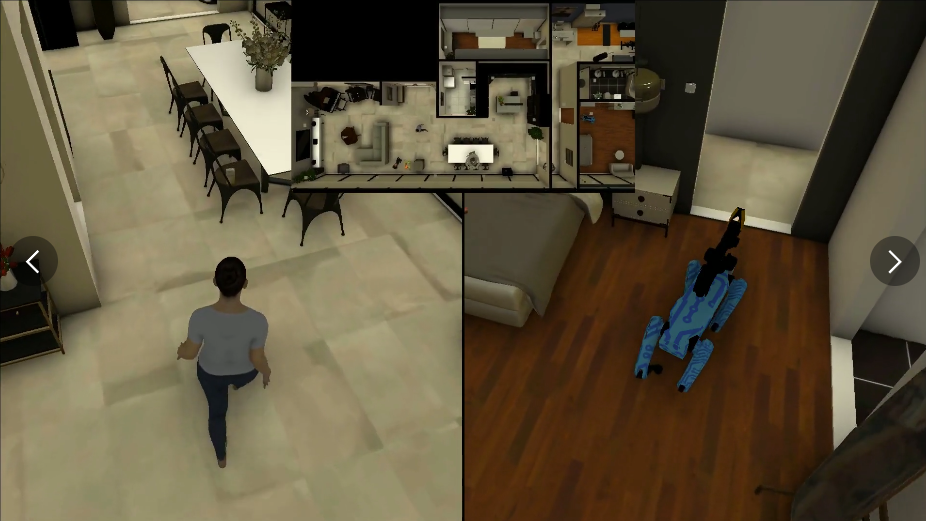 Agents need to collaboratively rearrange objects as part of a social interaction task.