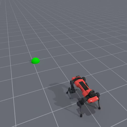 Control the AnymalC robot to reach a target location in front of it.