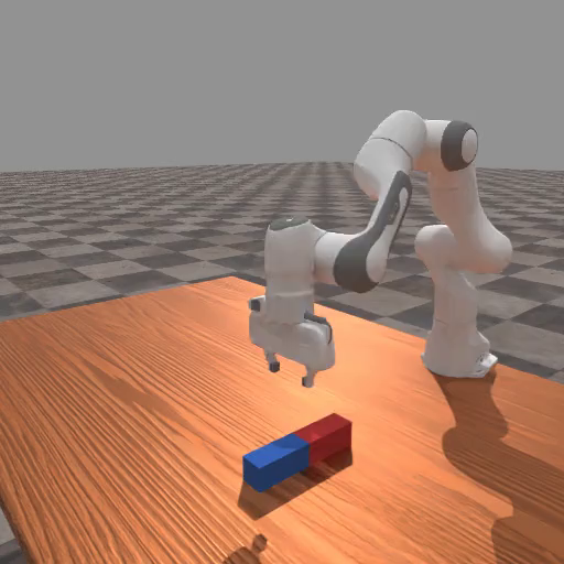 A simple task where the objective is to move a peg laying on the table to any upright position on the table.