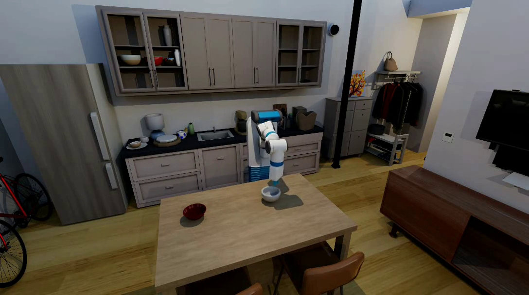 Use the Fetch mobile manipulation robot to rearrange objects in a complex scene.