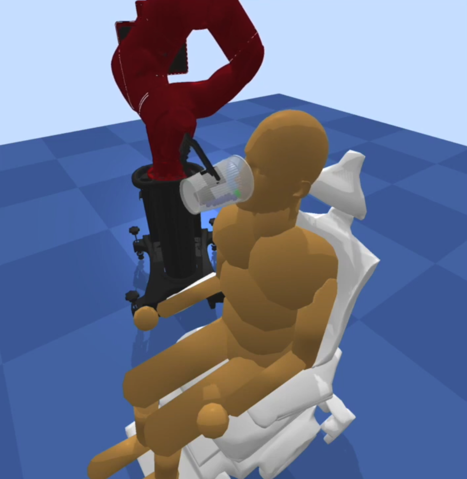 Robot assistance task where the agent needs to assist a patient.