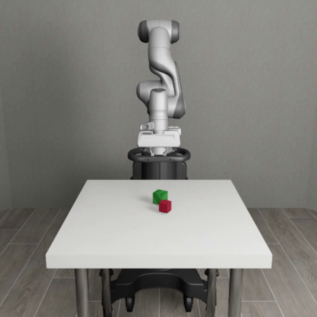 The robot must place one cube on top of the other cube.