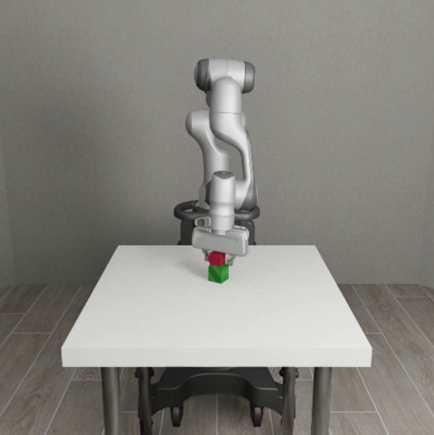 The robot must place one cube on top of the other cube.