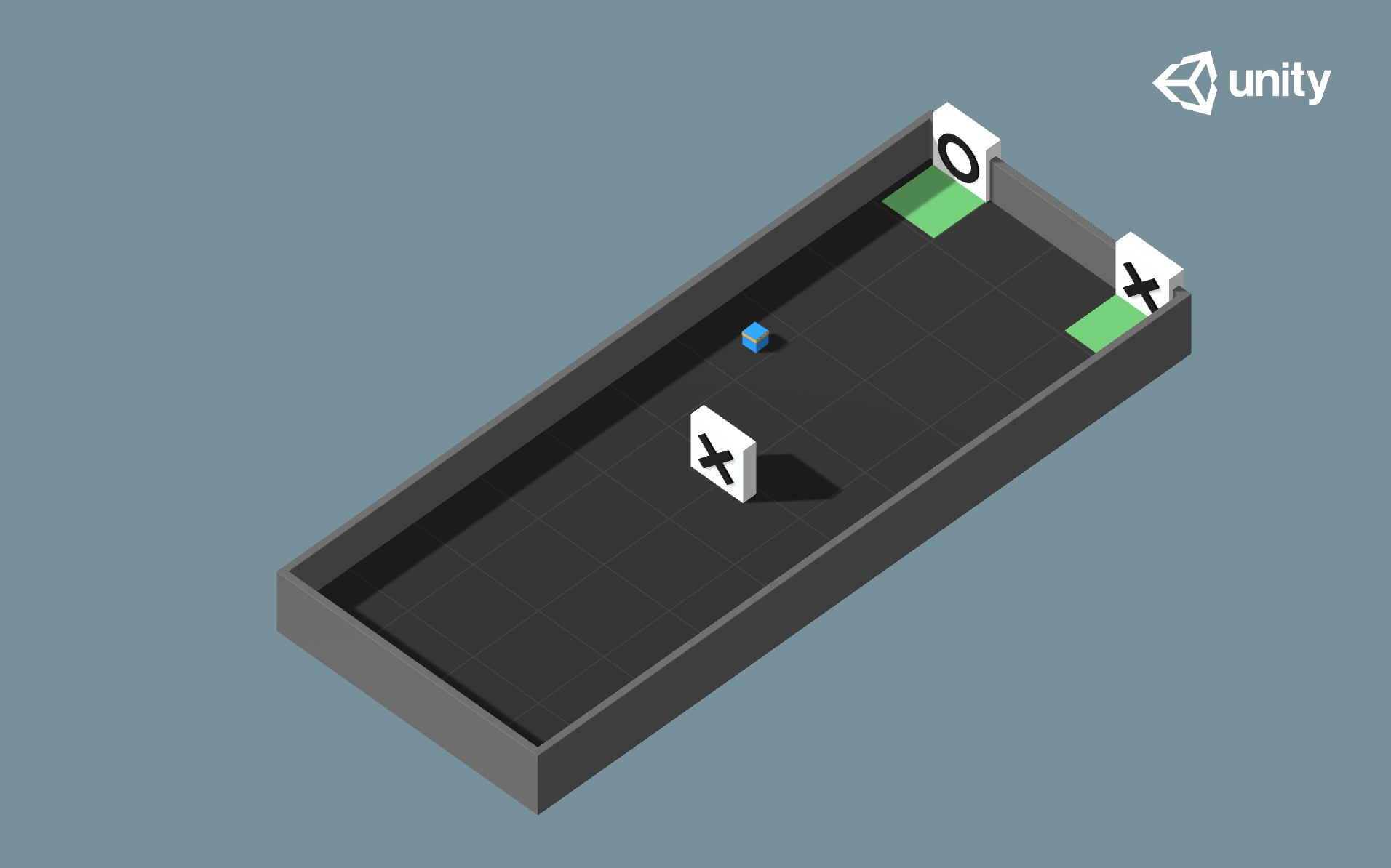Environment where the agent needs to find information in a room, remember it, and use it to move to the correct goal.